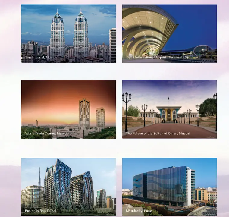 Landmarks from the Shapoorji Pallonji official project brochure